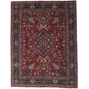 Noue a la main. Origine: Persia / Iran Tapis D'orient Mashad Patina 304X398 Rouge Fonce/Rouge Grand (Laine, Perse/Iran)