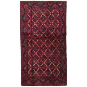 Noue a la main. Origine: Persia / Iran 100X185 Tapis Baloutche D'orient Fait Main Rose Fonce/Rouge (Laine, Perse/Iran)