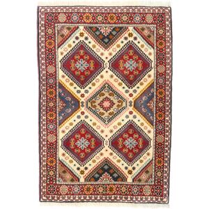 Noue a la main. Origine: Persia / Iran Yalameh Tapis 85X126 Persan Tapis De Laine Rouge/Beige Petit Tapis