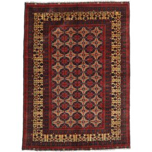 Noue a la main. Origine: Afghanistan 142X195 Tapis Kunduz Tapis D'orient Fait Main Rouge Fonce/Rouge (Laine, Afghanistan)