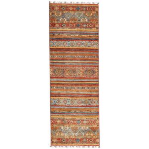 Noue a la main. Origine: Afghanistan 84X243 Tapis D'orient Shabargan Tapis De Couloir Marron/Beige (Laine, Afghanistan)