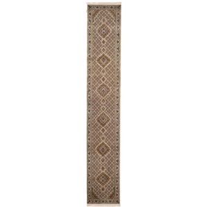 Noue a la main. Origine: India 82X480 Tapis D'orient Tabriz Royal Tapis Tapis De Couloir Marron/Blanc ( Inde)