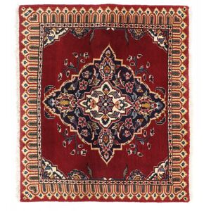 Noue a la main. Origine: Persia / Iran Fait Main Kashmar Fine Tapis 77X90 Persan Tapis De Laine Rouge Fonce/Rouge Petit Tapis