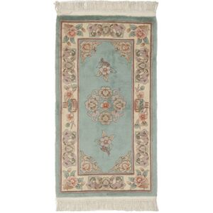 Noue a la main. Origine: China Tapis Chinois 90 Line Tapis 76X140 Vert/Marron (Laine, Chine)