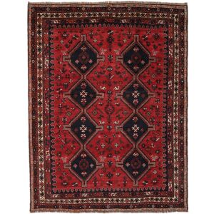 Noue a la main. Origine: Persia / Iran 230X298 Tapis Shiraz D'orient Fait Main Noir/Rouge Fonce (Laine, Perse/Iran)