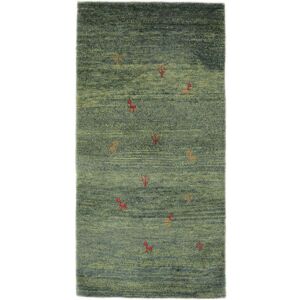 Noue a la main. Origine: Persia / Iran Tapis Fait Main Gabbeh Persan 68X135 Vert Fonce/Vert (Laine, Perse/Iran)