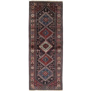 Noue a la main. Origine: Persia / Iran 80X207 Tapis D'orient Yalameh Tapis Tapis De Couloir Noir/Rouge Fonce (Laine, Perse/Iran)