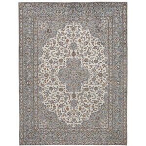 Noue a la main. Origine: Persia / Iran Kashan Tapis 298X398 Persan Tapis De Laine Gris Fonce/Gris Grand Tapis