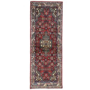 Noue a la main. Origine: Persia / Iran Tapis Fait Main Asadabad Tapis 74X198 Tapis De Couloir Noir/Rouge Fonce (Laine, Perse/Iran)