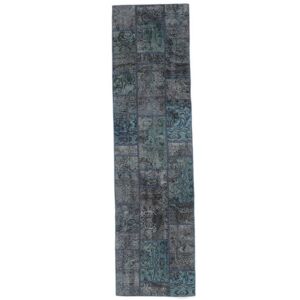 Noue a la main. Origine: Persia / Iran Tapis Persan Patchwork - Persien/Iran 82X309 Tapis De Couloir Noir/Gris Fonce (Laine, Perse/Iran)