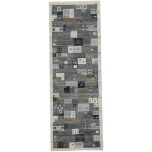 Noue a la main. Origine: India Tapis Gabbeh Indo Fine Tapis 80X250 Tapis De Couloir Gris Fonce/Noir (Laine, Inde)