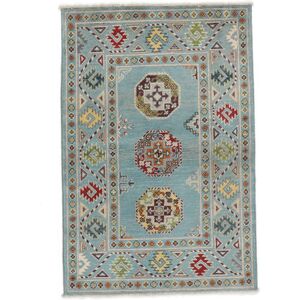 Noue a la main. Origine: Afghanistan Tapis Fait Main Kazak Fine 82X124 Vert Fonce/Petrole Fonce (Laine, Afghanistan)