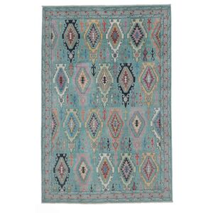 Noue a la main. Origine: Afghanistan Tapis Kazak Fine Tapis 193X289 Petrole Fonce/Gris Fonce (Laine, Afghanistan)