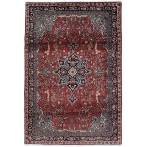 Noue a la main. Origine: Persia / Iran 107X157 Medaillon Petit Tapis Noir/Rouge Fonce Petit