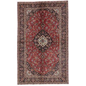 Noue a la main. Origine: Persia / Iran Fait Main Kashan Tapis 145X238 Persan Tapis De Laine Rouge Fonce/Noir Petit Tapis