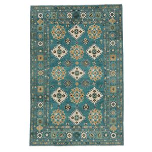 Noue a la main. Origine: Afghanistan 200X304 Tapis D'orient Kazak Fine Tapis Petrole Fonce/Vert Fonce (Laine, Afghanistan)