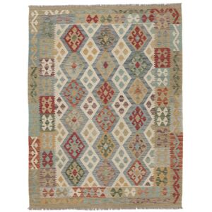 Noue a la main. Origine: Afghanistan Tapis D'orient Kilim Afghan Old Style 152X197 Marron/Jaune Fonce (Laine, Afghanistan)