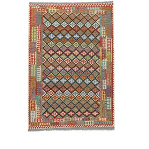 Noue a la main. Origine: Afghanistan 200X295 Tapis D'orient Kilim Afghan Old Style Tapis Jaune Fonce/Rouge Fonce (Laine, Afghanistan)