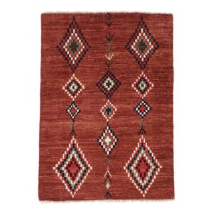 Noue a la main. Origine: Afghanistan 98X139 Petit Tapis Rouge Fonce/Noir Tapis Shaggy Petit