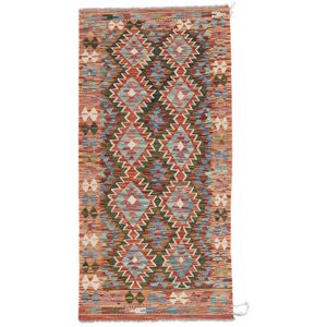 Noue a la main. Origine: Afghanistan Tapis D'orient Kilim Afghan Old Style Tapis 95X195 Tapis De Couloir Marron/Rouge Fonce (Laine, Afghanistan)