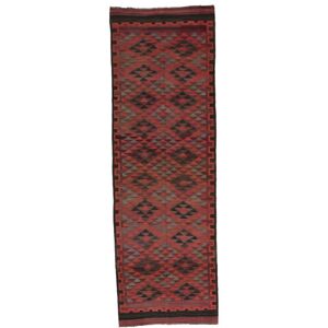 Noue a la main. Origine: Afghanistan Tapis Afghan Vintage Kilim Tapis 142X434 Tapis De Couloir Rouge Fonce/Noir (Laine, Afghanistan)