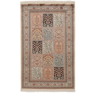 Noue a la main. Origine: India Tapis D'orient Cachemire Pure Soie Tapis 97X154 Marron/Gris Fonce (Soie, Inde)