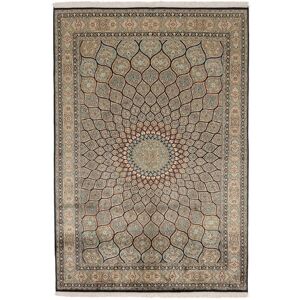 Noue a la main. Origine: India Tapis Fait Main Cachemire Pure Soie Tapis 168X249 Marron/Noir (Soie, Inde)