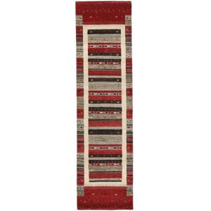 Noue a la main. Origine: India 80X297 Tapis Gabbeh Loribaft Tapis Moderne Tapis De Couloir Rouge Fonce/Marron (Laine, Inde)