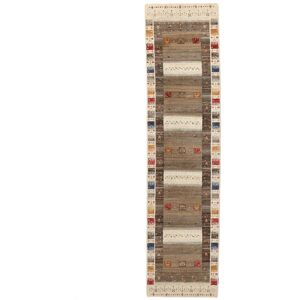 Noue a la main. Origine: India Fait Main Gabbeh Loribaft Tapis 85X341 Tapis De Laine Marron/Beige Petit Tapis