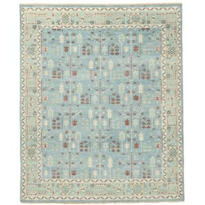 Noue a la main. Origine: India 255X306 Tapis Usak Indo Tapis D'orient Fait Main Vert/Marron Grand (Laine, Inde)