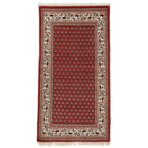 Noue a la main. Origine: India Tapis Mir Indo Tapis 70X140 Rouge Fonce/Marron (Laine, Inde)