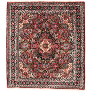 Noue a la main. Origine: Persia / Iran Bidjar Tapis 69X77 Persan Tapis De Laine Noir/Rouge Fonce Petit Tapis