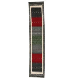 Noue a la main. Origine: India 80X400 Tapis Gabbeh Indo Fine Tapis Moderne Tapis De Couloir Noir/Rouge Fonce (Laine, Inde)