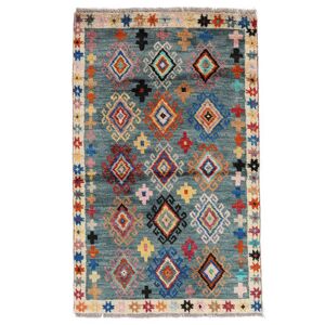 Noue a la main. Origine: Afghanistan Tapis Fait Main Moroccan Berber - Afghanistan 83X135 Noir/Petrole Fonce (Laine, Afghanistan)