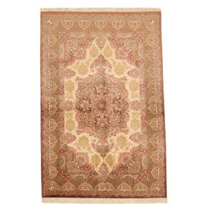 Noue a la main. Origine: Persia / Iran Ghom soie signe: Rezai Tapis 130x203