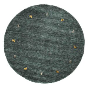 RugVista Gabbeh loom Two Lines Tapis - Gris fonce / Vert Ø 150