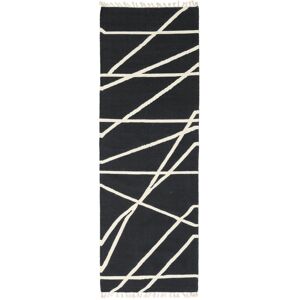 RugVista Cross Lines Tapis - Noir / Blanc ecru 80x350