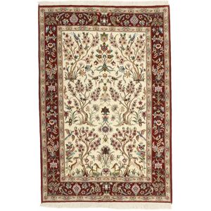 Noue a la main. Origine: Persia / Iran Ispahan chaîne de soie Tapis 109x162