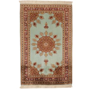 Noue a la main. Origine: India Cachemire pure soie 24 / 24 Quality Tapis 64x100