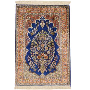 Noue a la main. Origine: India Cachemire pure soie 24 / 24 Quality Tapis 64x92