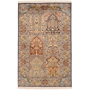 Noue a la main. Origine: India Cachemire pure soie Tapis 97x150