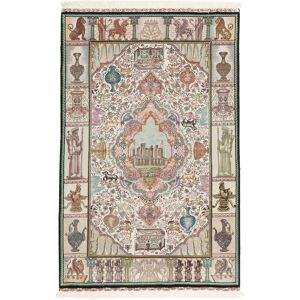 Noue a la main. Origine: Persia / Iran Tabriz 60 Raj chaîne de soie Tapis 100x153