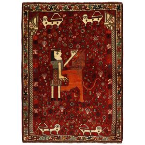 Noue a la main. Origine: Persia / Iran Ghashghaï Old figural / pictural Tapis 123x163