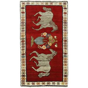 Noue a la main. Origine: Persia / Iran Kashghai Old figural / pictural Tapis 94x173