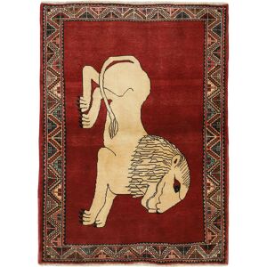 Noue a la main. Origine: Persia / Iran Kashghai Old figural / pictural Tapis 109x153