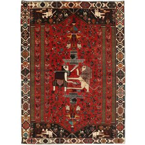 Noue a la main. Origine: Persia / Iran Kashghai Old figural / pictural Tapis 163x226