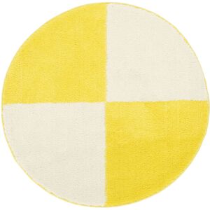 RugVista Sandro Block tapis de bain - Jaune / Blanc ecru Ø 75