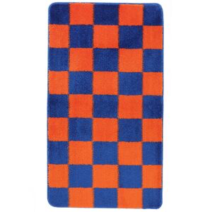 RugVista Luca Chess tapis de bain - Bleu / Orange 67x117