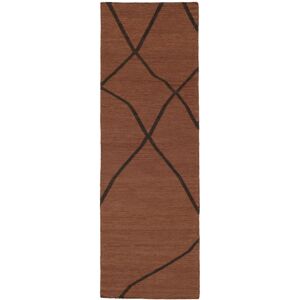 Noue a la main. Origine: India Medina Tapis - Rouge rouille / Marron fonce 80x250