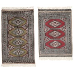 Noué à la main. Origine: Pakistan Pakistan Boukhara 2ply Tapis colis de 2 61x102